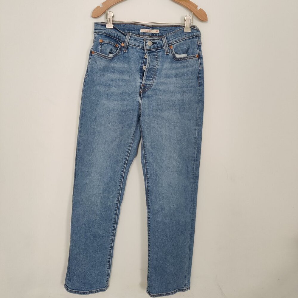 Levi's Women's Wedgie Straight Jeans Size 29 Blue Cotton Blend Casual Outerwear